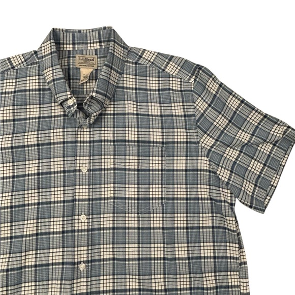 L.L. Bean Other - L.L. Bean Men's Casual Navy and White Plaid Shirt Slightly Fitted Large Like New